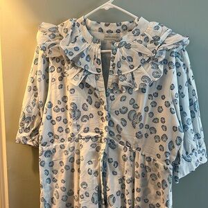 Julia Amory Blue Seashell Shirt Dress
